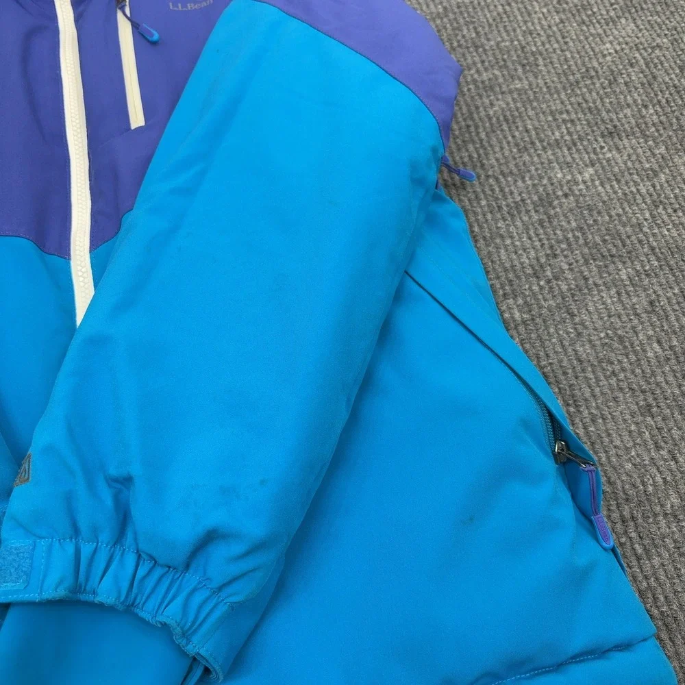 LL Bean Ski‎ Jacket Kids 18 Blue Purple TEK Waterproof Colorblock Winter Coat